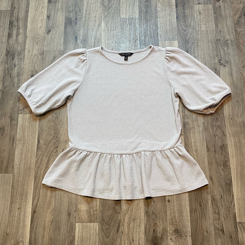 Banana Republic Factory Gray Short Sleeve Peplum Blouse Size XS